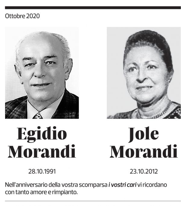 Annuncio funebre Egidio Morandi Jole Morandi