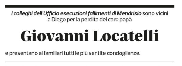 Annuncio funebre Giovanni Locatelli