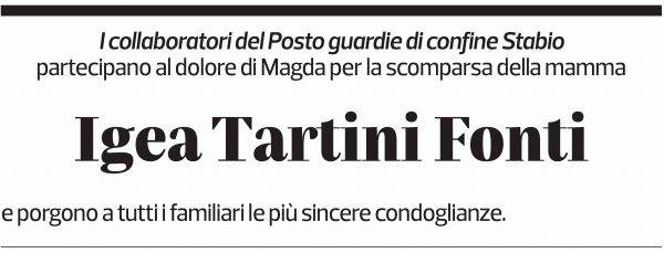 Annuncio funebre Igea Tartini Fonti