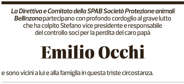 Annuncio funebre Emilio Occhi