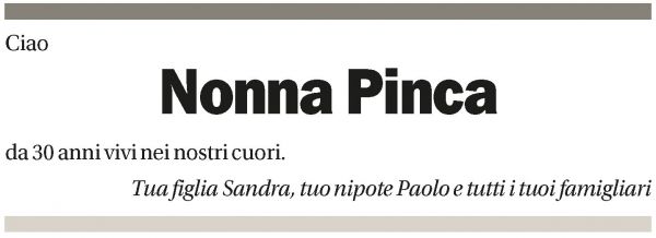 Annuncio funebre Nonna Pinca