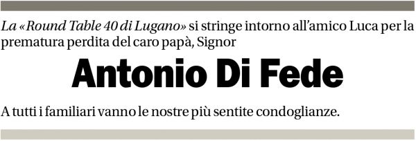 Annuncio funebre Antonio Di Fede