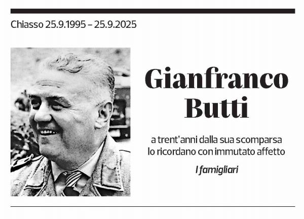 Annuncio funebre Gianfranco Butti