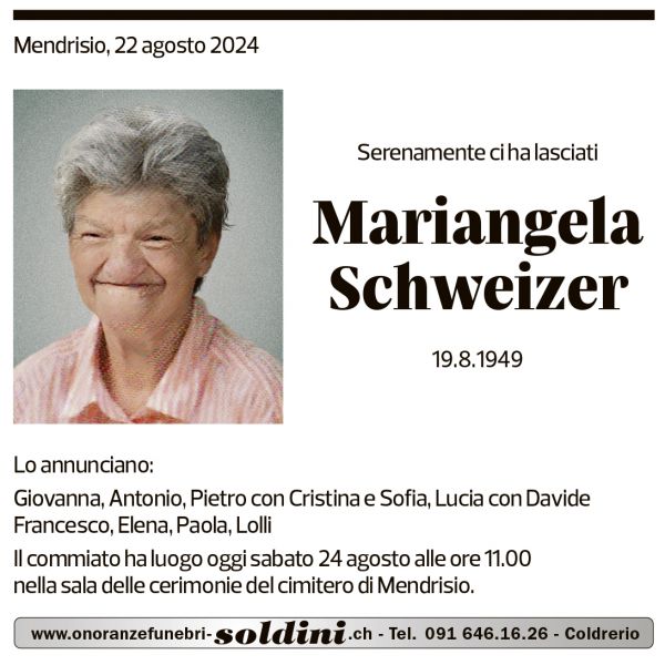 Annuncio funebre Mariangela Schweizer