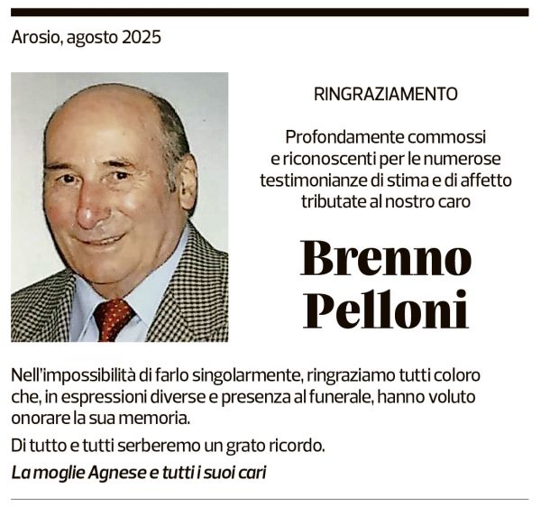 Annuncio funebre Brenno Pelloni