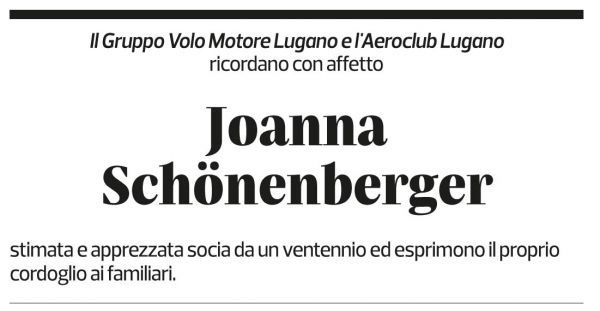 Annuncio funebre Joanna Schönenberger