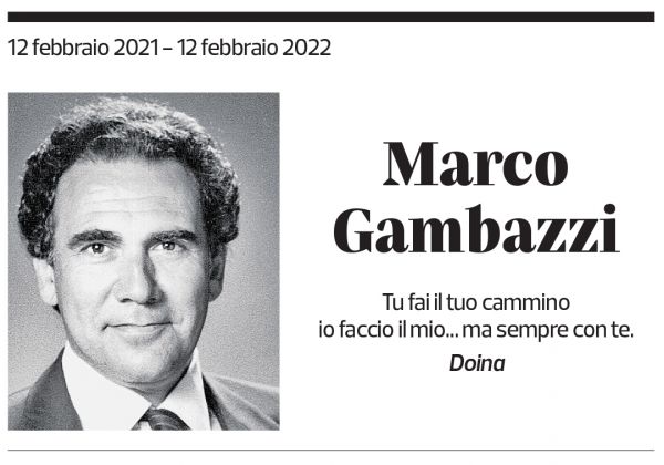 Annuncio funebre Marco Gambazzi