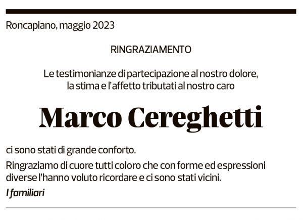 Annuncio funebre Marco Cereghetti