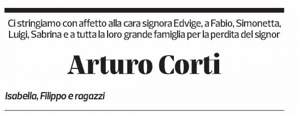 Annuncio funebre Arturo Corti