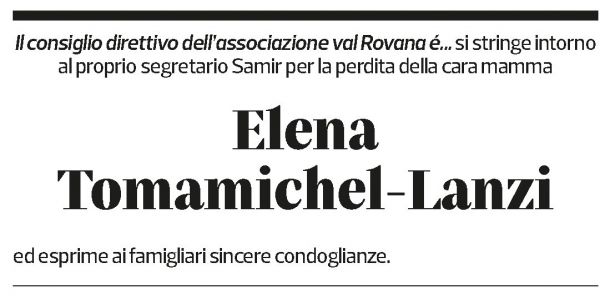 Annuncio funebre Elena Tomamichel-lanzi