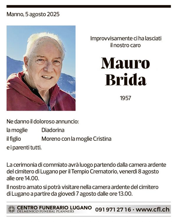 Annuncio funebre Mauro Brida