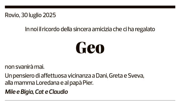 Annuncio funebre Geo Jeanmaire