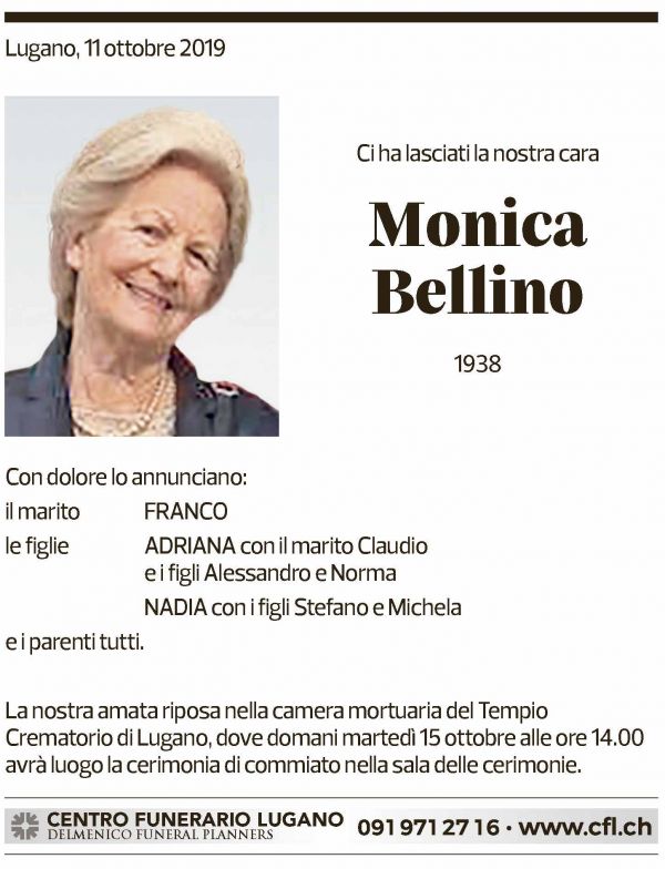 Annuncio funebre Monica Bellino