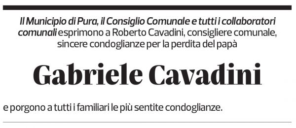 Annuncio funebre Gabriele Cavadini