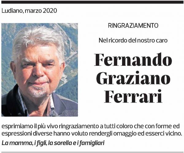 Annuncio funebre Fernando Graziano Ferrari