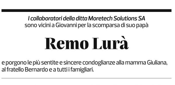 Annuncio funebre Remo Lurà