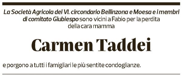 Annuncio funebre Carmen Taddei
