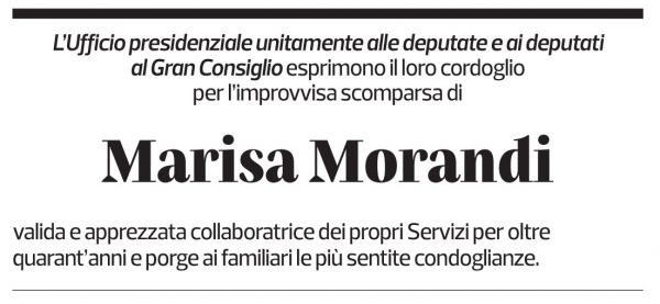 Annuncio funebre Marisa Morandi