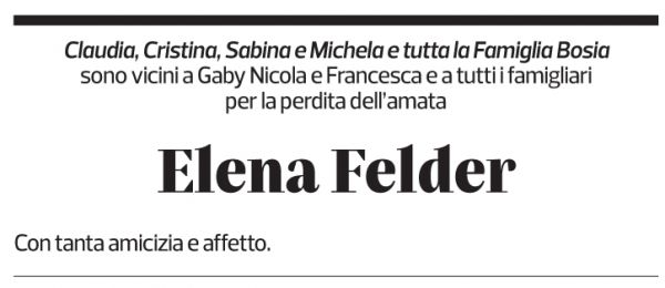 Annuncio funebre Elena Generali Felder