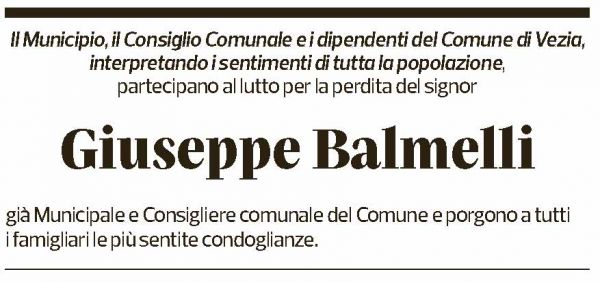 Annuncio funebre Giuseppe Balmelli