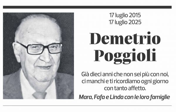 Annuncio funebre Demetrio Poggioli