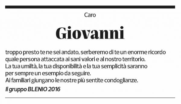 Annuncio funebre Giovanni Boggini
