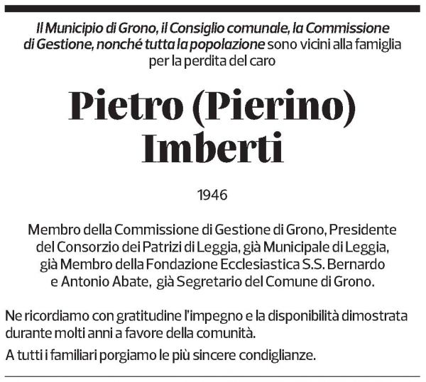 Annuncio funebre Pietro Imberti