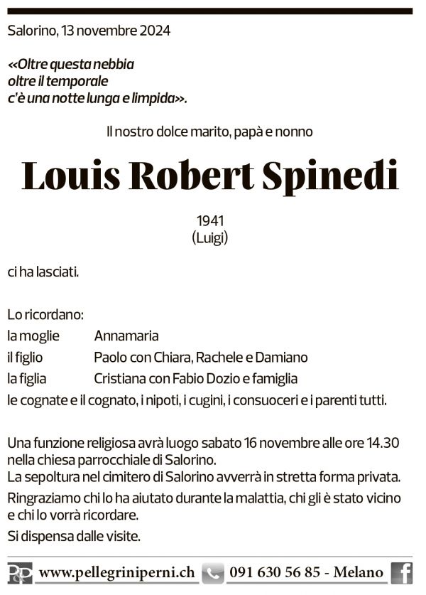 Annuncio funebre Louis Robert Spinedi