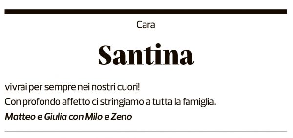 Annuncio funebre Santina Pantè-presti