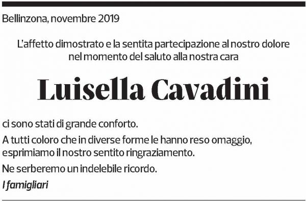 Annuncio funebre Luisella Cavadini