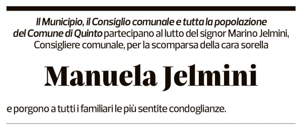 Annuncio funebre Manuela Jelmini