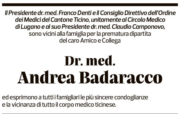 Annuncio funebre Andrea Badaracco