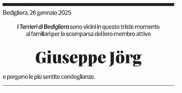Annuncio funebre Giuseppe Jörg