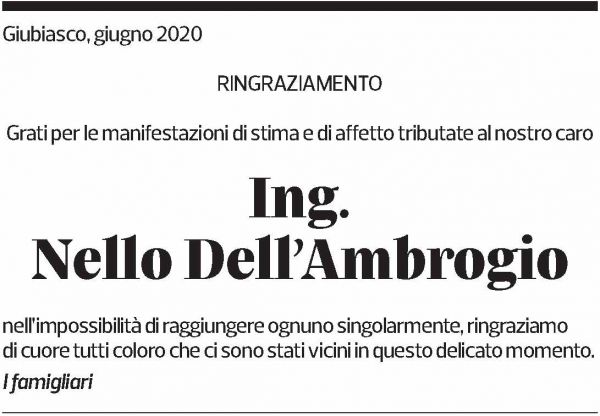 Annuncio funebre Nello Dell'ambrogio