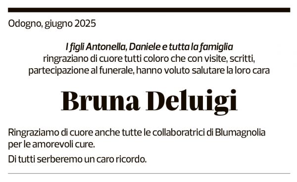 Annuncio funebre Bruna Deluigi