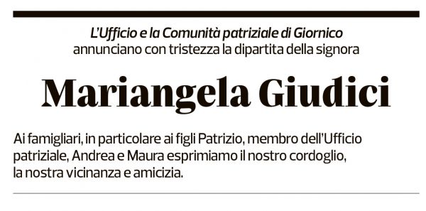 Annuncio funebre Mariangela Giudici