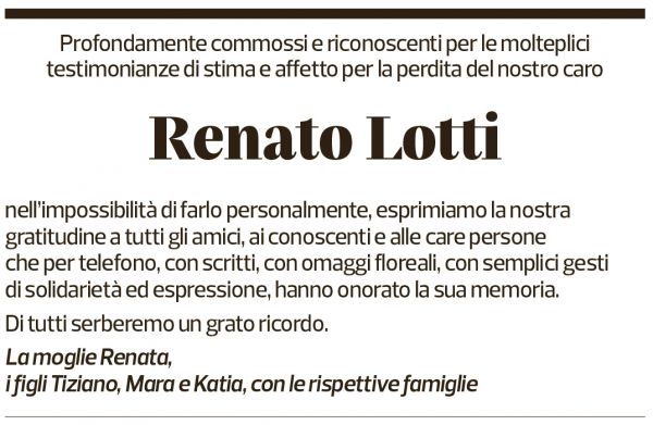 Annuncio funebre Renato Lotti