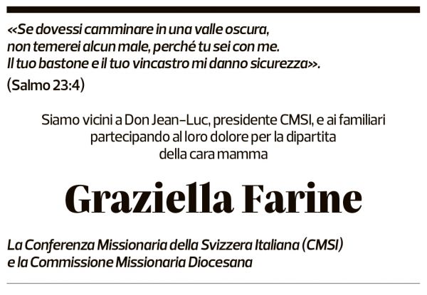 Annuncio funebre Graziella Farine