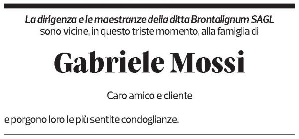 Annuncio funebre Gabriele Mossi