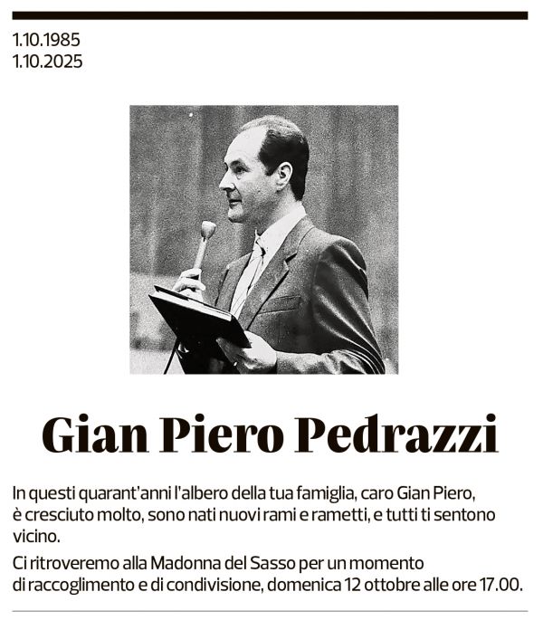 Annuncio funebre Gian Piero Pedrazzi
