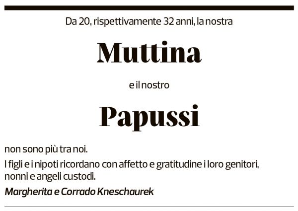 Annuncio funebre Muttina E Papussi 