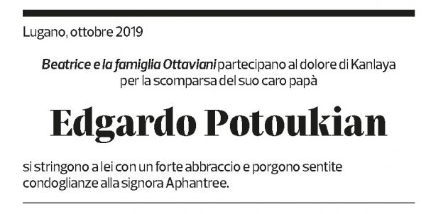 Annuncio funebre Edgardo Potoukian