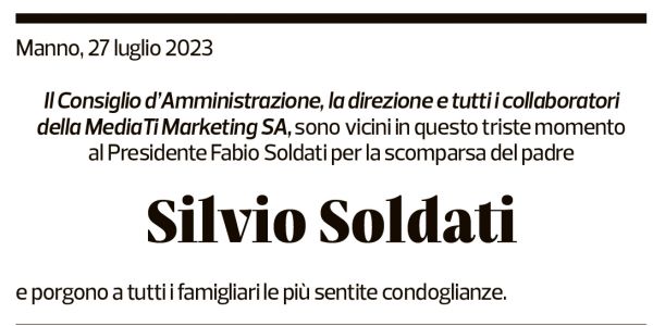 Annuncio funebre Silvio Soldati