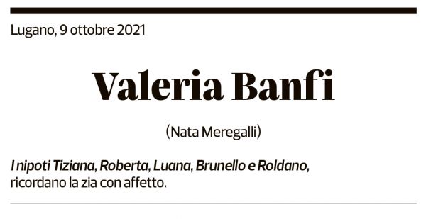 Annuncio funebre Valeria Banfi-meregalli