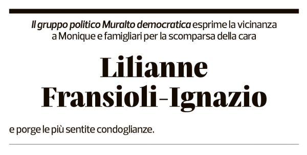 Annuncio funebre Lilianne Fransioli-ignazio