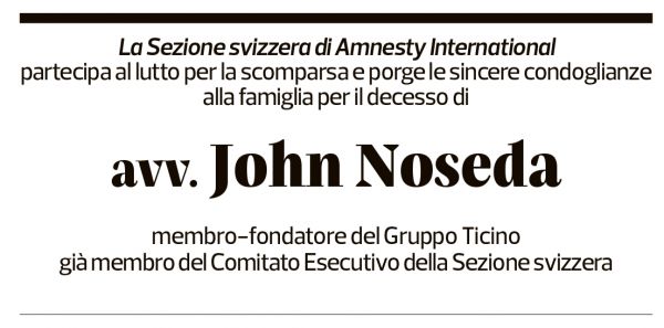 Annuncio funebre John Noseda