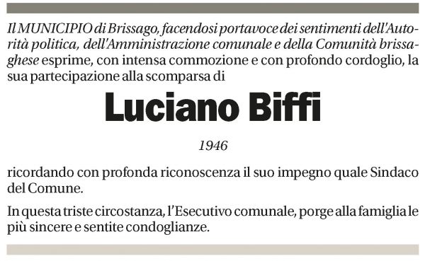 Annuncio funebre Luciano Biffi