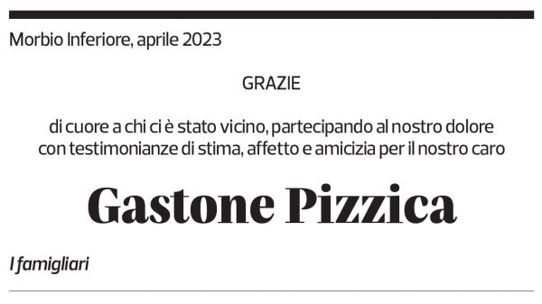 Annuncio funebre Gastone Pizzica