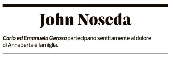 Annuncio funebre John Noseda