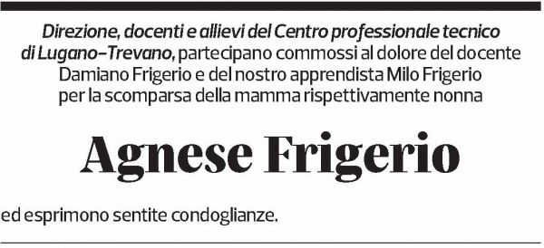 Annuncio funebre Agnese Frigerio